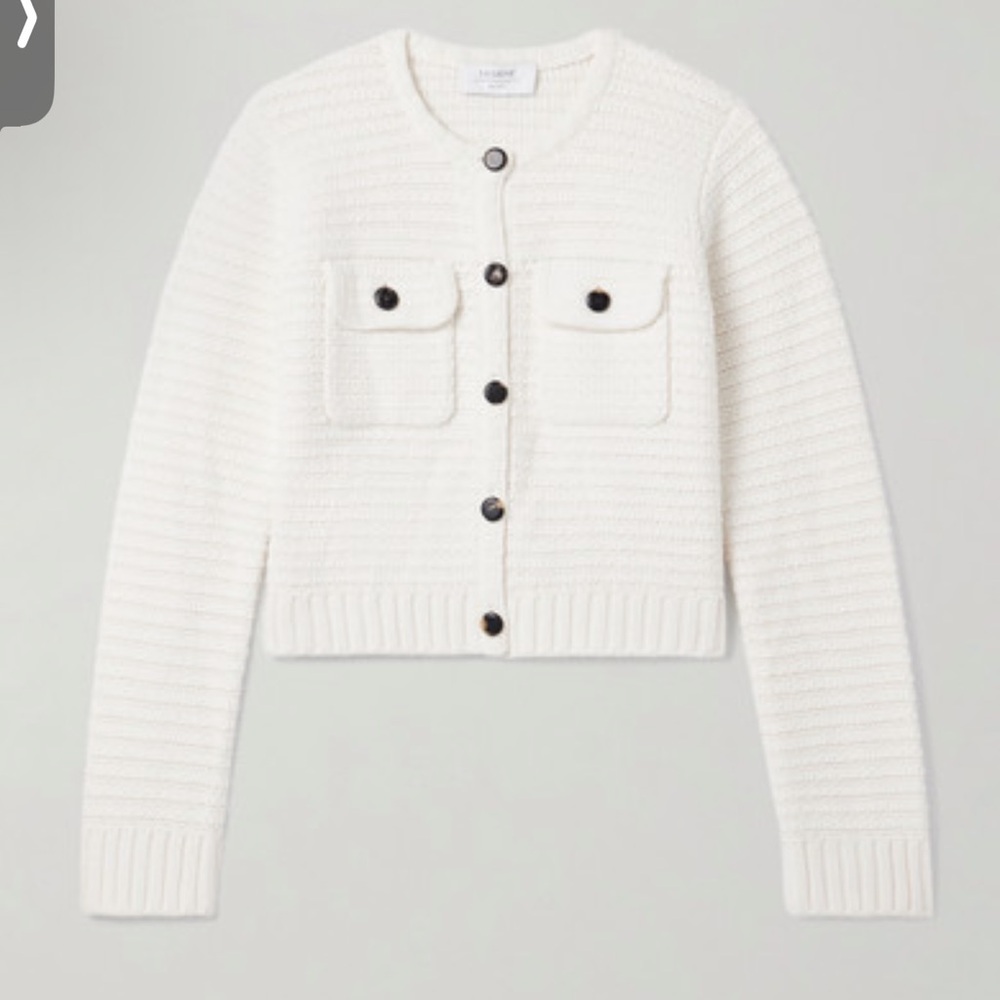 La Ligne Cream Cardigan with Black Buttons